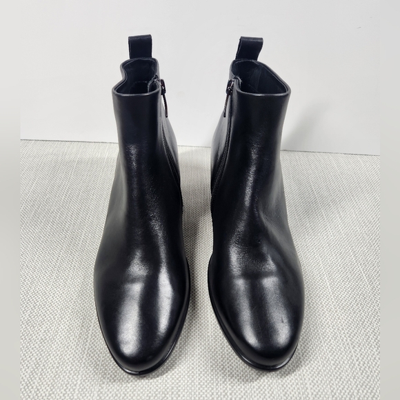Ecco shape 45 size 38 black wedge boot  ankle inner zipper leather Danish design - Picture 2 of 13